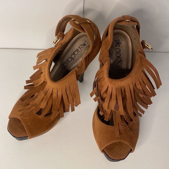 NEW Nadara Tan Swede Heels sz8 - Picture 2 of 3